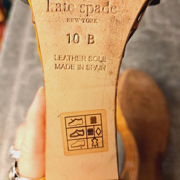 Kate Spade Black Bow Basket Weave Platform Wedge Sandals WOMENS SIZE 10B dressy - Picture 11 of 14